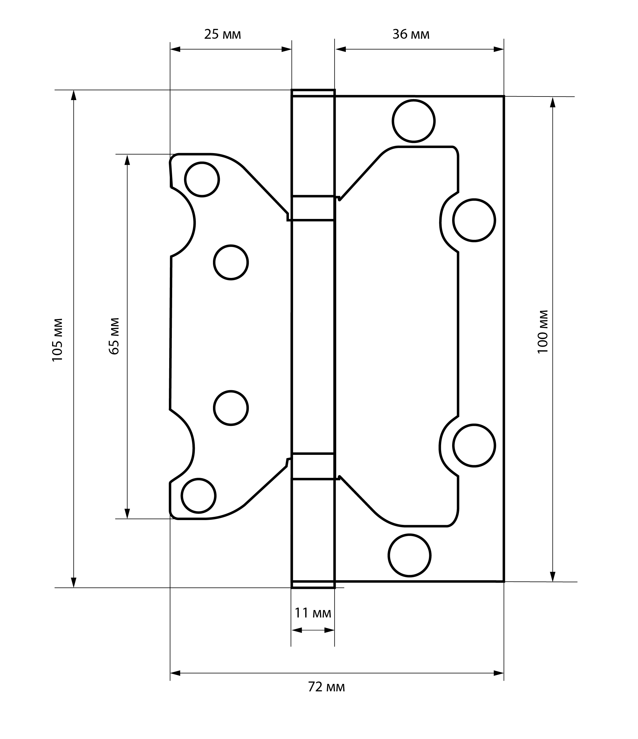 MCL 4*3*2 мм AC КОРОБКА 2мм медь Петля накладная без врезки 2 шт (50)