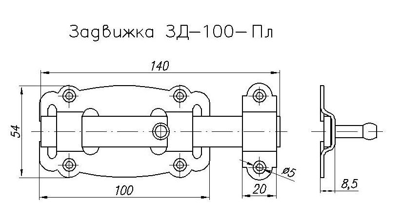 Задвижка Н.Новгород дверная плоская ЗД-100-Пл-SL старая бронза/цинк (30)