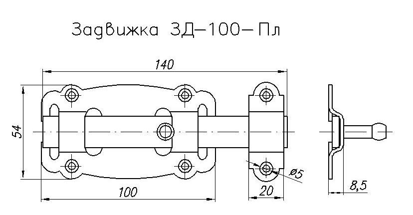 Задвижка Н.Новгород дверная плоская ЗД-100-Пл хим. окс.(30,5!!!)